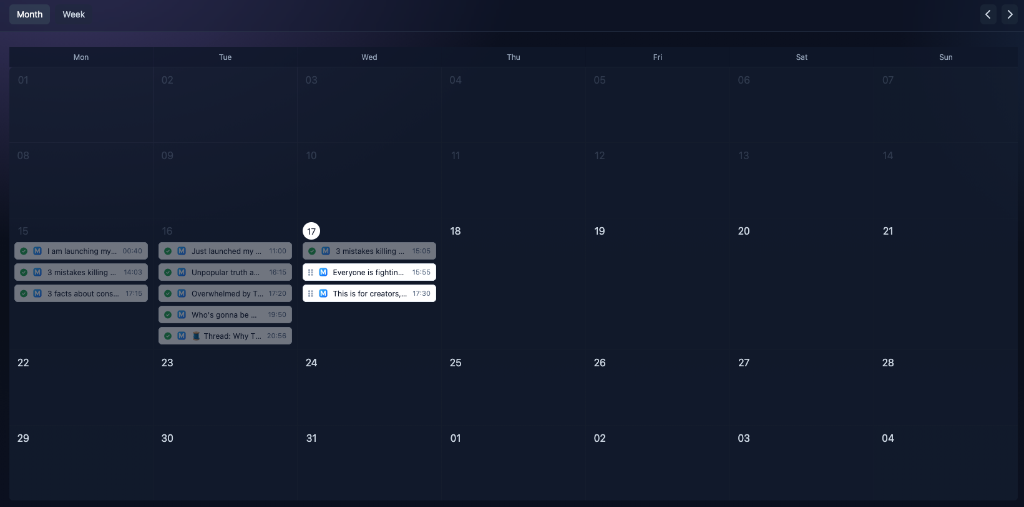 Visual Threads Content Calendar